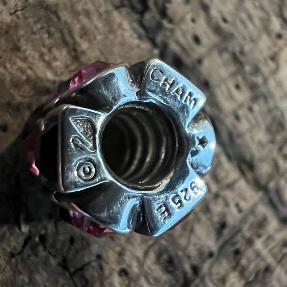 New Chamilia Swarovski Charm Bead Circles Squares Pink Purple Sterling Silver - Picture 6 of 7